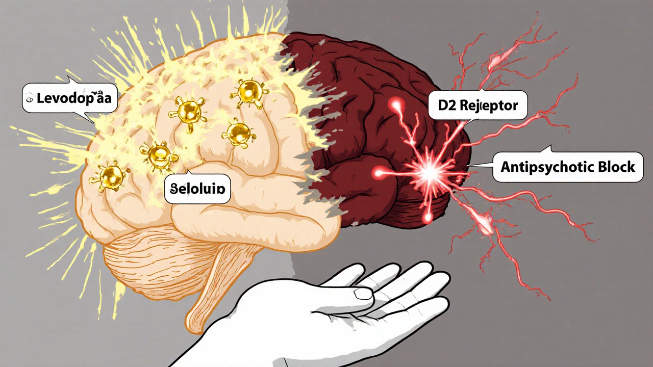 Levodopa and Antipsychotics: How Opposing Dopamine Effects Worsen Symptoms