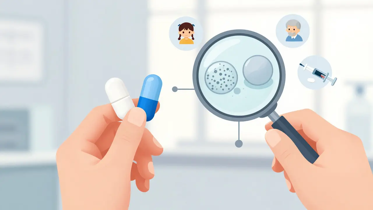 Two pills side by side showing internal differences in release mechanisms for improved patient use.