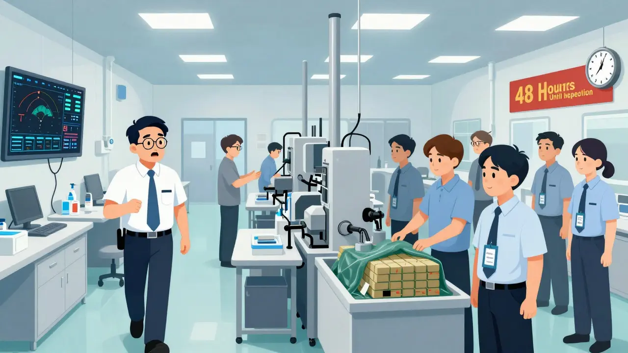 Contrasting FDA inspections: surprise audit in U.S. vs. staged compliance in overseas factory.