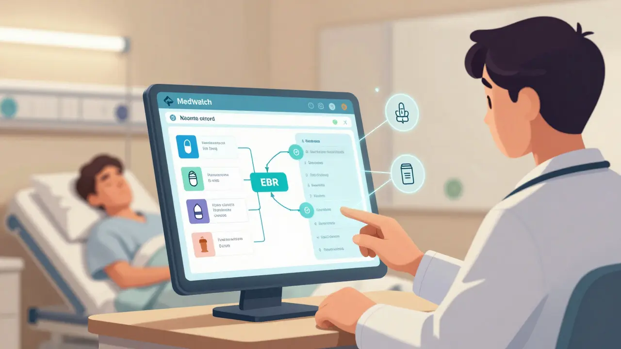 Healthcare provider submitting an adverse event report through an electronic health record system.