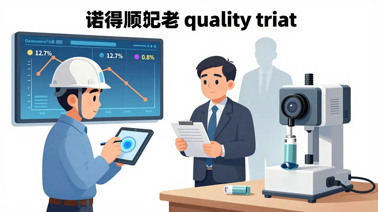 Quality triad in action: local manager, unannounced auditor, and AI scanner catching defects in real time.