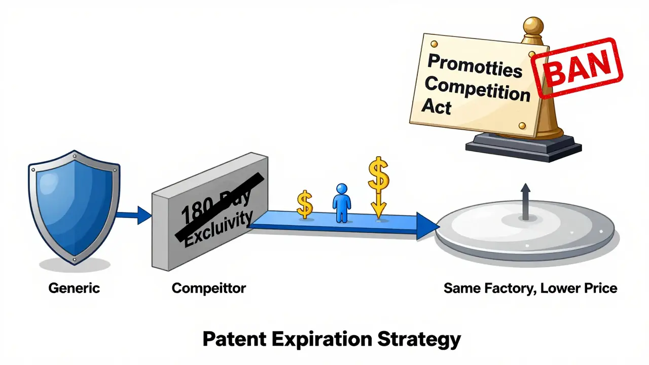 Flowchart showing brand company's strategy to launch its own generic instead of losing market share.