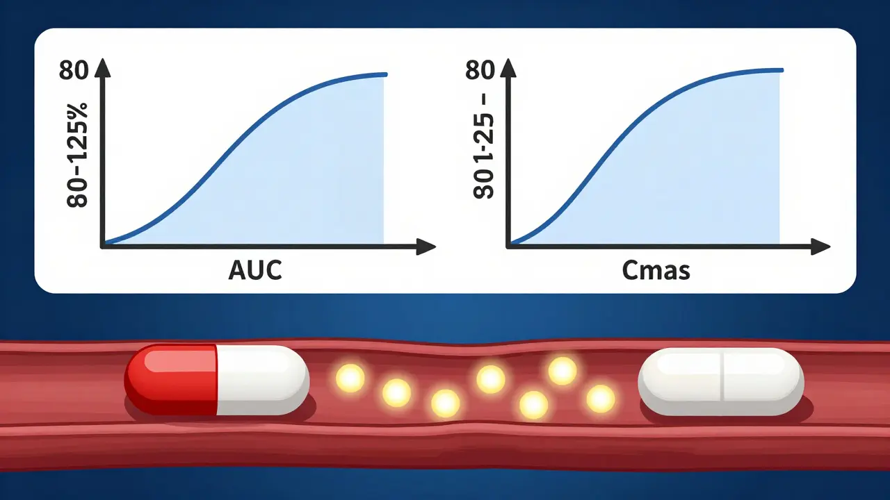 Scientific comparison showing identical drug delivery of brand-name and generic medications in the bloodstream